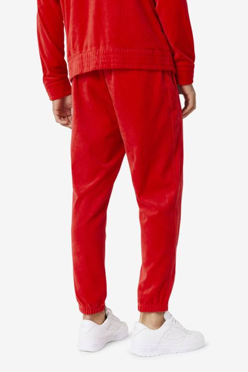 Red Men's Fila Deverall Velour Pants | Fila203NF