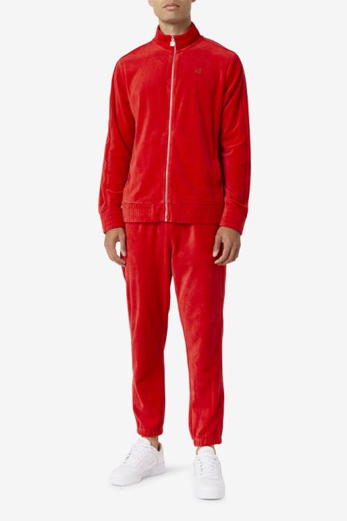 Red Men's Fila Deverall Velour Pants | Fila203NF