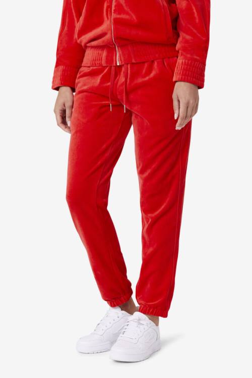 Red Men's Fila Deverall Velour Pants | Fila203NF