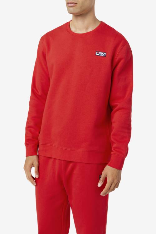 Red Men's Fila Garran Crew Sweatshirts | Fila941PI