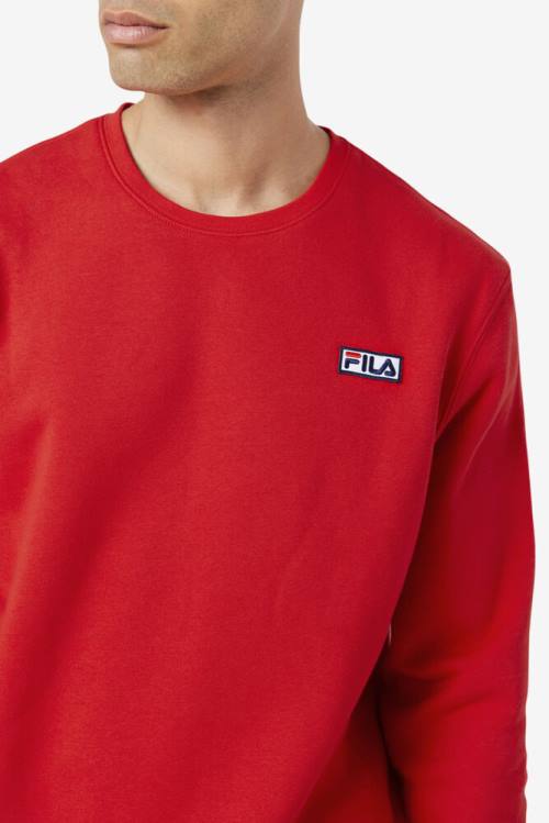 Red Men's Fila Garran Crew Sweatshirts | Fila941PI