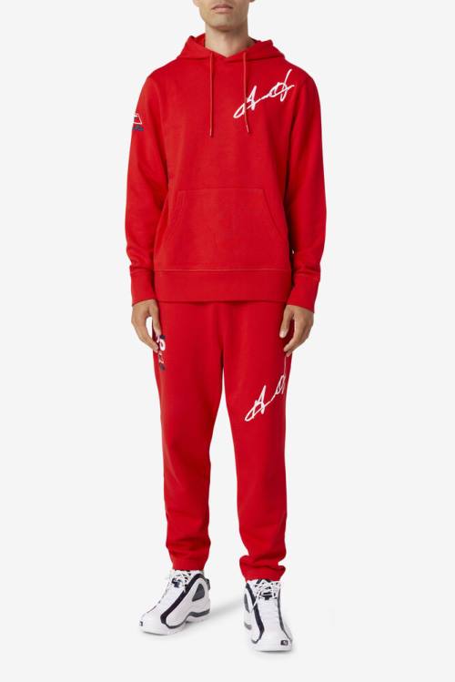 Red Men's Fila Grant Hill Lazarus Hoodie | Fila705BU