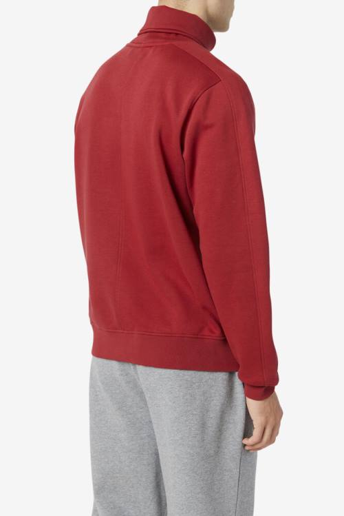 Red Men's Fila Noah Fleece Turtleneck Sweatshirts | Fila593PB