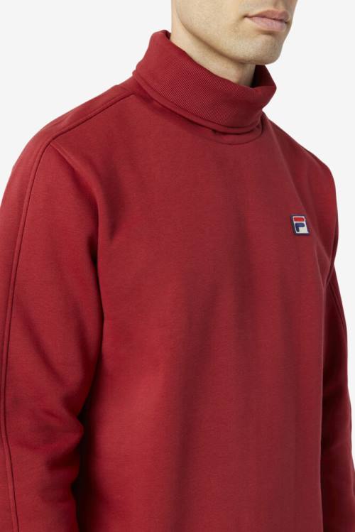 Red Men's Fila Noah Fleece Turtleneck Sweatshirts | Fila593PB