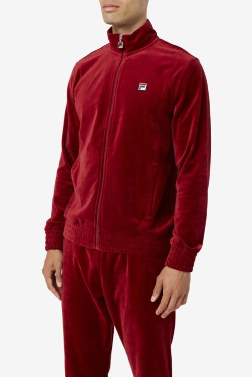 Red Men's Fila O-fit Velour Jackets | Fila076TJ