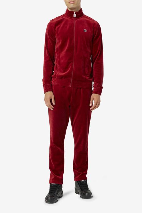 Red Men's Fila O-fit Velour Jackets | Fila076TJ