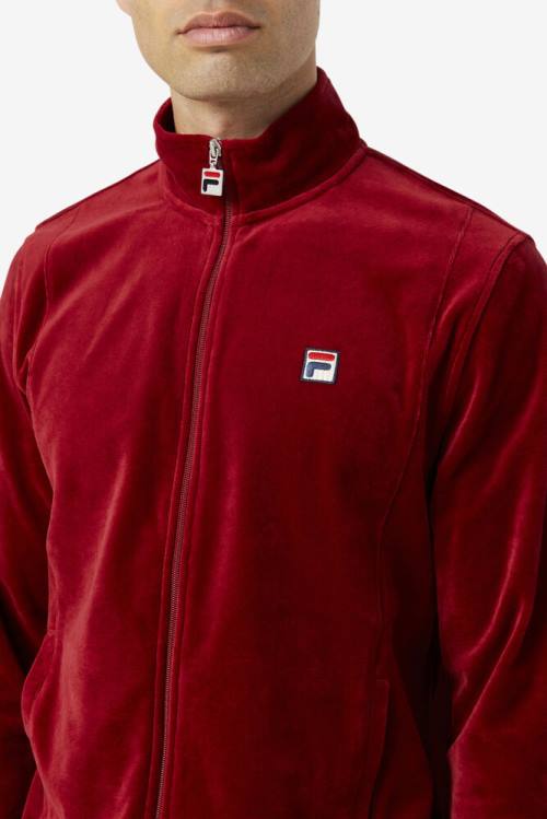 Red Men's Fila O-fit Velour Jackets | Fila076TJ