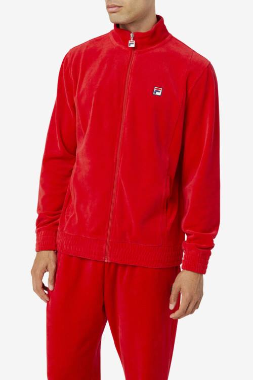 Red Men's Fila O-fit Velour Jackets | Fila680UF