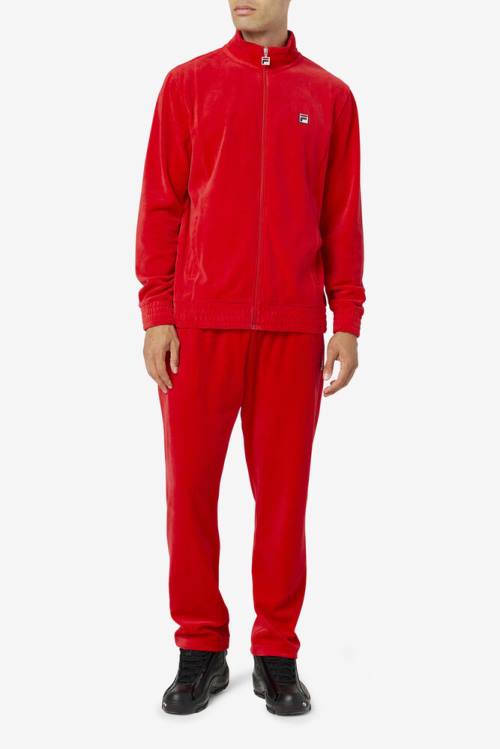 Red Men's Fila O-fit Velour Jackets | Fila680UF