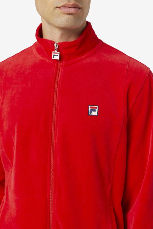 Red Men's Fila O-fit Velour Jackets | Fila680UF