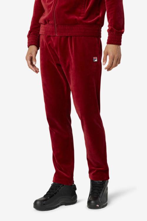 Red Men's Fila O-fit Velour Pants | Fila749ZG