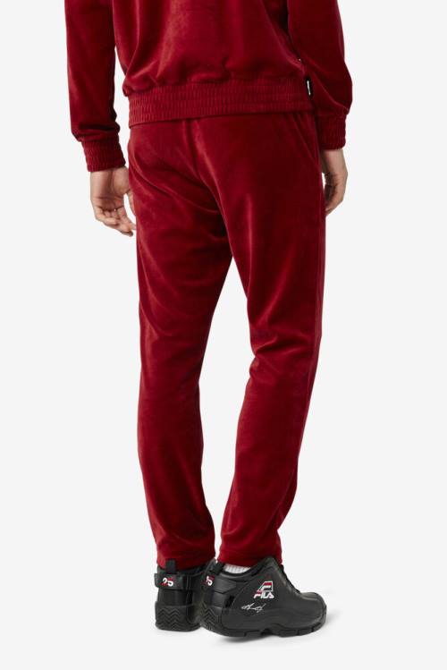 Red Men's Fila O-fit Velour Pants | Fila749ZG