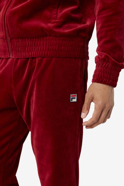 Red Men's Fila O-fit Velour Pants | Fila749ZG