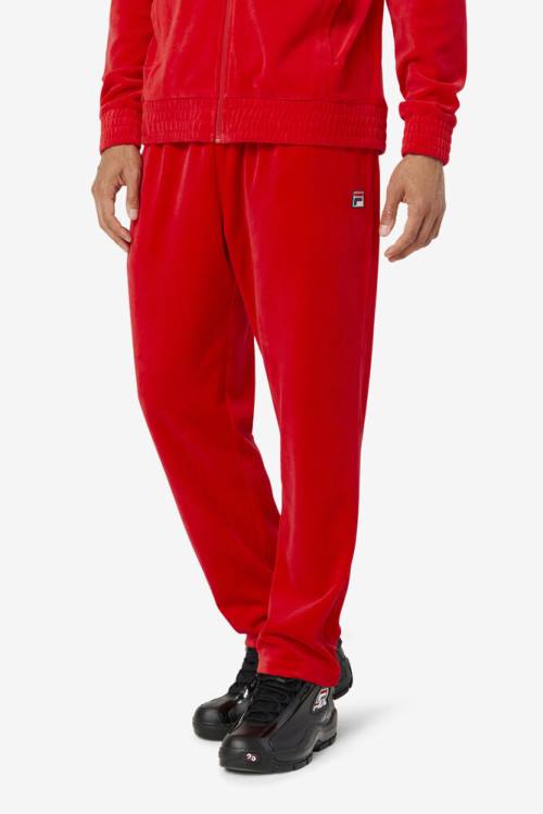 Red Men's Fila O-fit Velour Pants | Fila835NA