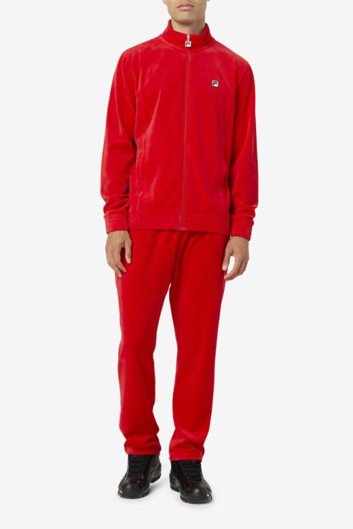 Red Men's Fila O-fit Velour Pants | Fila835NA