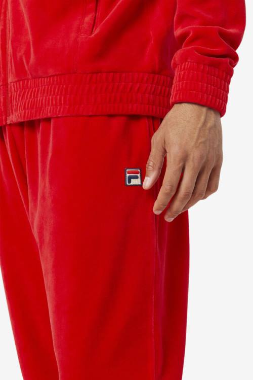 Red Men's Fila O-fit Velour Pants | Fila835NA