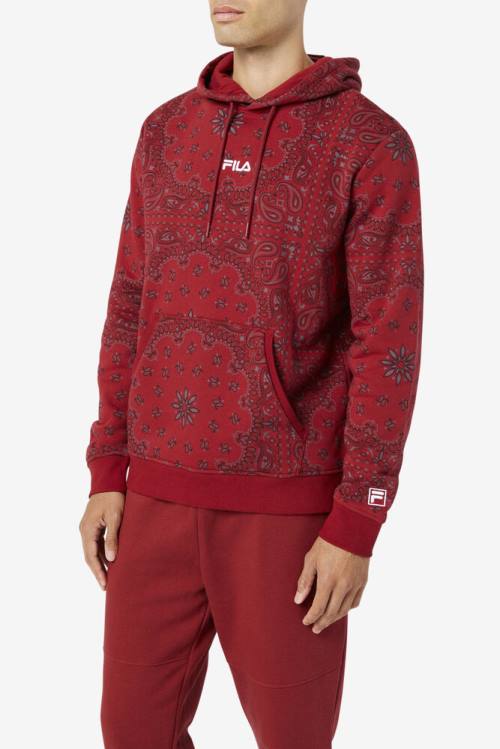 Red Men's Fila Seneca Hoodie | Fila475GX