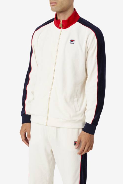 Red / Navy Men's Fila Cima Velour Jackets | Fila283JU