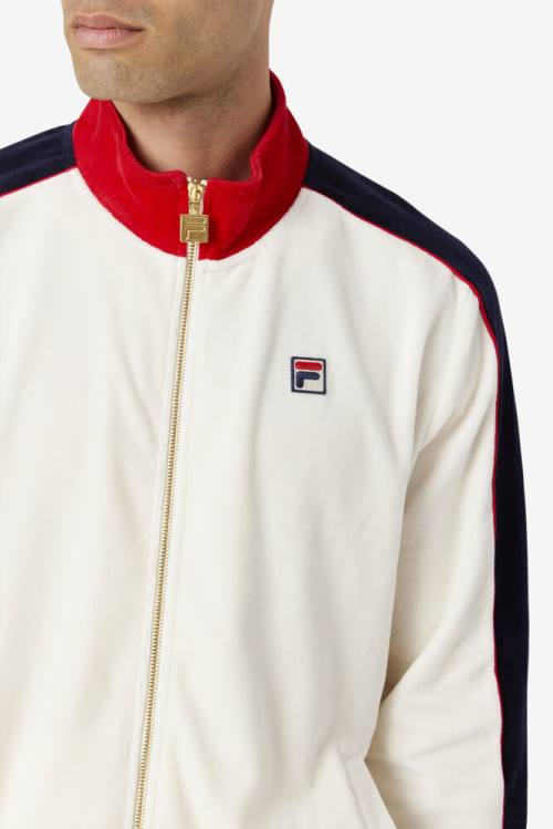 Red / Navy Men's Fila Cima Velour Jackets | Fila283JU