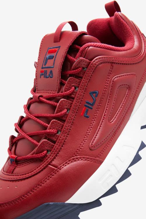 Red / Navy / Red Men's Fila Disruptor 2 Premium Sneakers | Fila271RJ