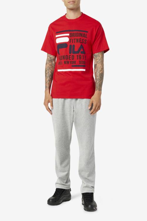 Red / Navy / White Men's Fila Original Fitness Tee T Shirts | Fila427ZW