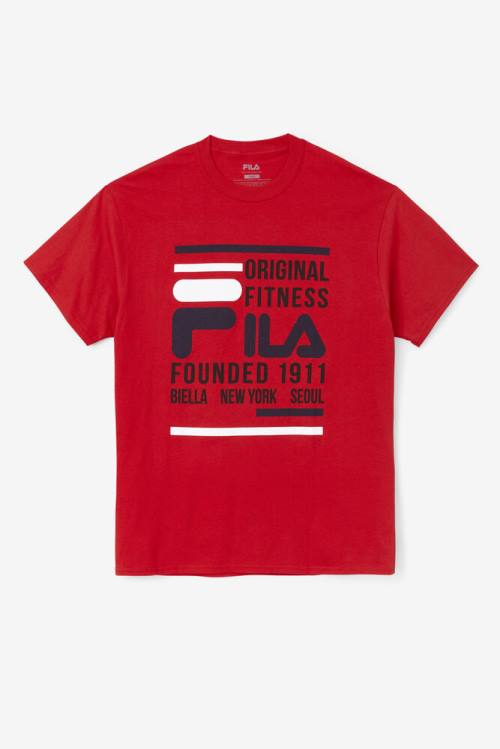 Red / Navy / White Men\'s Fila Original Fitness Tee T Shirts | Fila427ZW