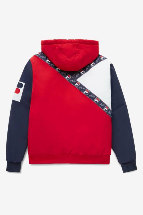 Red / Navy / White Men's Fila P1 Tech Jackets | Fila719JY