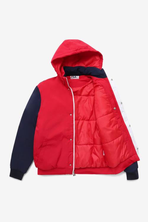 Red / Navy / White Men's Fila P1 Tech Jackets | Fila719JY