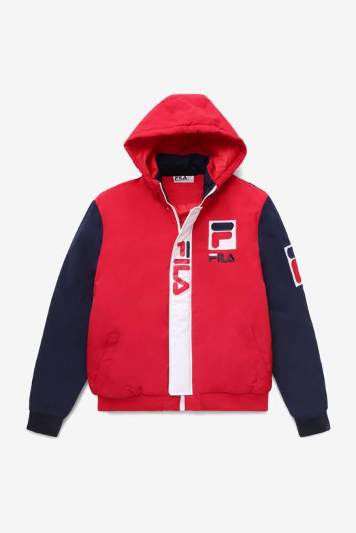 Red / Navy / White Men\'s Fila P1 Tech Jackets | Fila719JY