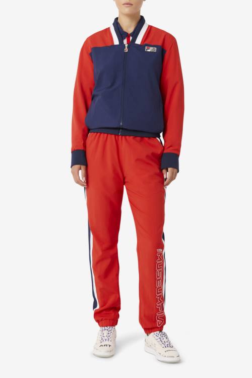 Red / Navy / White Men's Fila X The Museum Track Pants | Fila372DI