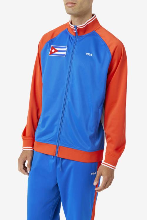 Red / White / Blue Men's Fila Cuba Track Jackets | Fila079SJ