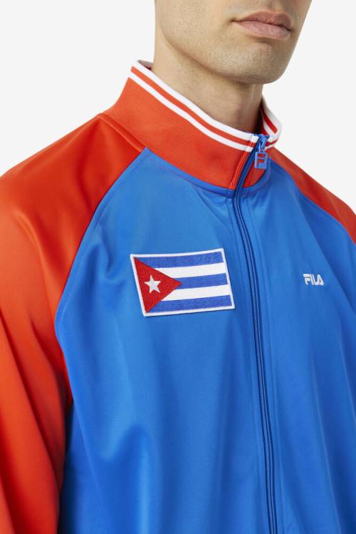 Red / White / Blue Men's Fila Cuba Track Jackets | Fila079SJ