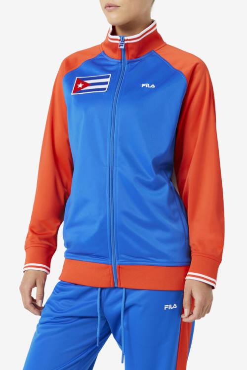 Red / White / Blue Men's Fila Cuba Track Jackets | Fila079SJ