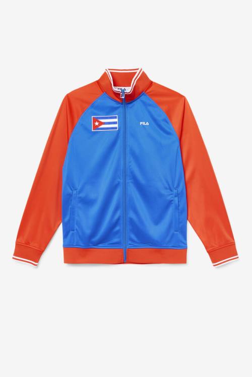 Red / White / Blue Men\'s Fila Cuba Track Jackets | Fila079SJ