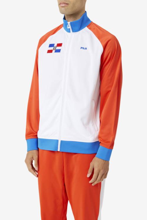 Red / White / Blue Men's Fila Dominican Republic Track Jackets | Fila694WG