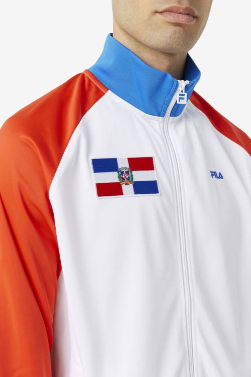 Red / White / Blue Men's Fila Dominican Republic Track Jackets | Fila694WG