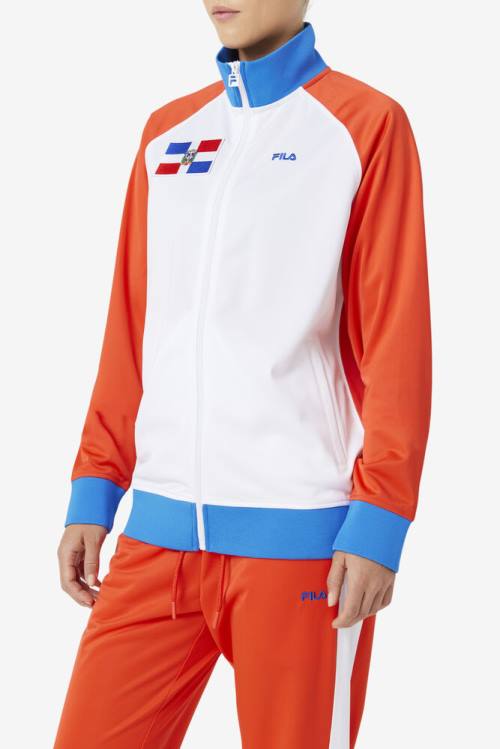 Red / White / Blue Women's Fila Dominican Republic Track Jackets | Fila432SO