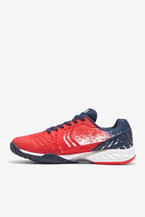 Red / White / Navy Men's Fila Axilus 2 Energized Le Tennis Shoes | Fila681NQ