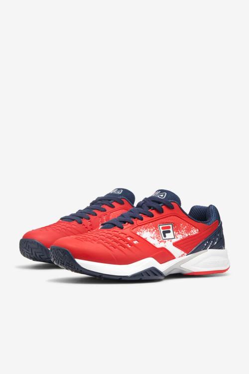 Red / White / Navy Men's Fila Axilus 2 Energized Le Tennis Shoes | Fila681NQ