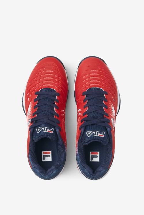 Red / White / Navy Men's Fila Axilus 2 Energized Le Tennis Shoes | Fila681NQ