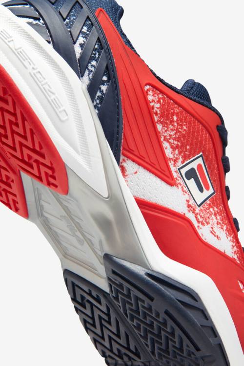 Red / White / Navy Men's Fila Axilus 2 Energized Le Tennis Shoes | Fila681NQ