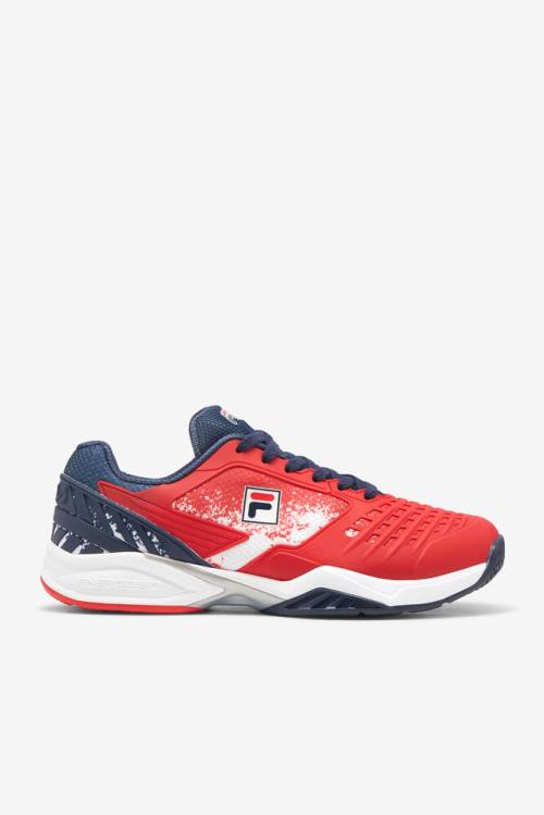 Red / White / Navy Men\'s Fila Axilus 2 Energized Le Tennis Shoes | Fila681NQ