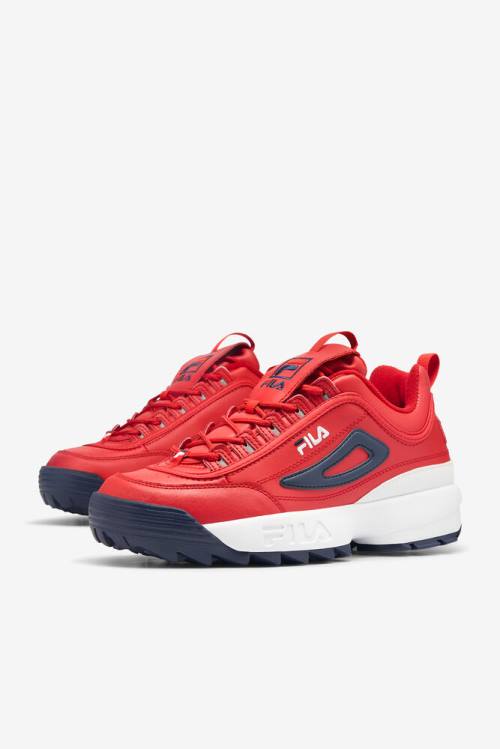 Red / White / Navy Men's Fila Disruptor 2 Premium Sneakers | Fila269MI