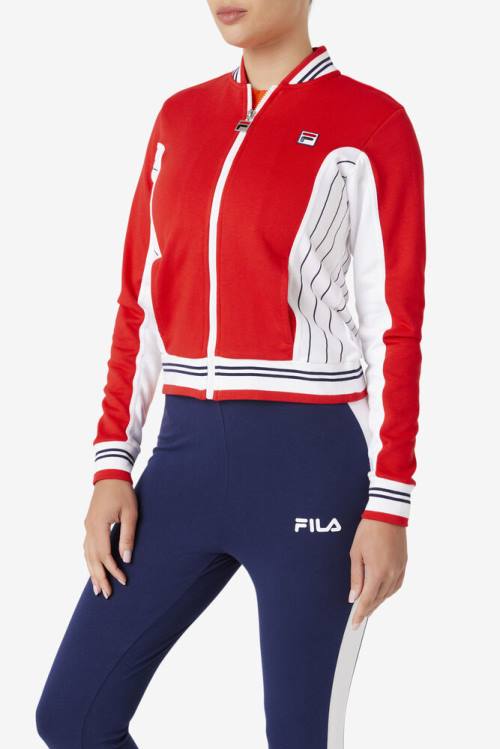 Red / White / Navy Women's Fila Settanta Ii Jackets | Fila430ZA