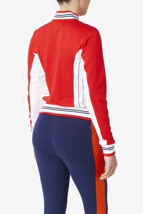 Red / White / Navy Women's Fila Settanta Ii Jackets | Fila430ZA