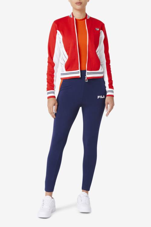 Red / White / Navy Women's Fila Settanta Ii Jackets | Fila430ZA