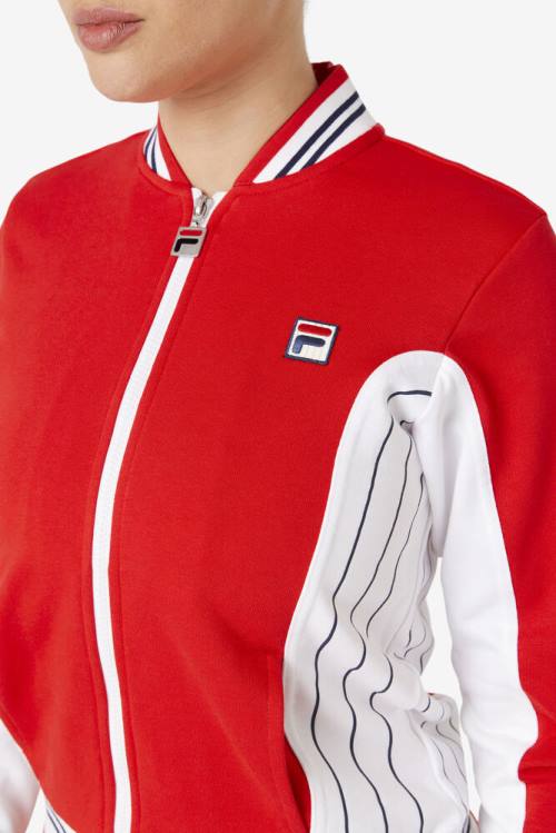 Red / White / Navy Women's Fila Settanta Ii Jackets | Fila430ZA