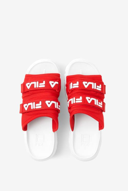 Red / White Women's Fila Outdoor Slides | Fila538KD