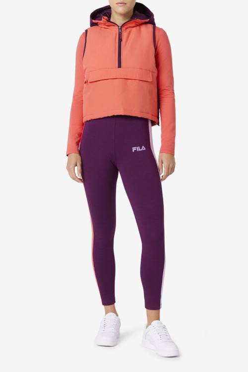 Red Women's Fila Nevaeh Half Zip Vest Jackets | Fila841QL