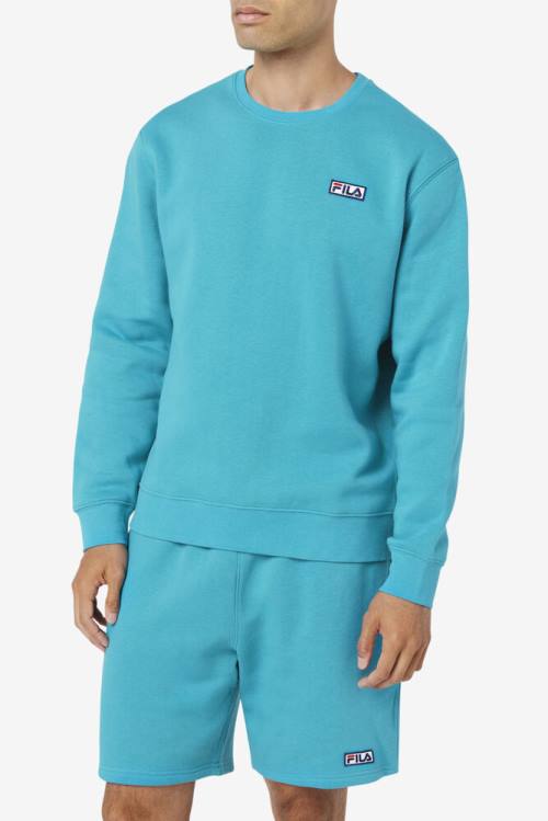 Turquoise Men's Fila Garran Crew Sweatshirts | Fila798DC